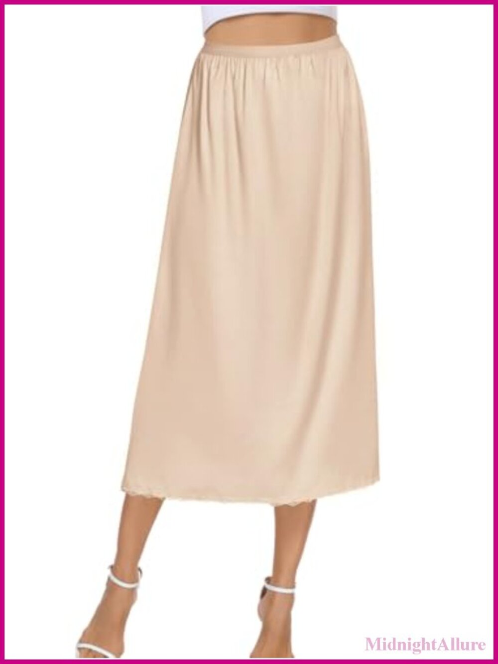 Non-Cling Satin Half Slip with Lace Trim Anti-Static Underskirt